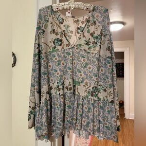 Floral V-Neck Women's Top